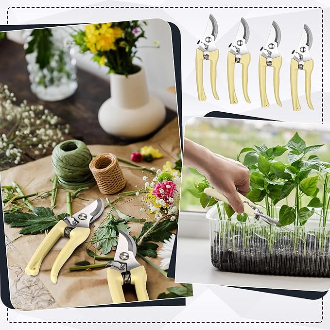 Chumia 30 Garden Flower Shears Pruning Scissors Heavy Duty Plant Scissors Trimming Garden Clippers Hand Tree Pruner for Yard Gardening Plants Hedge Flower Tree Cutting Secateurs (Beige)