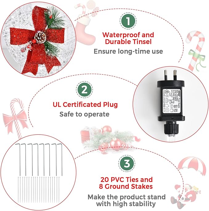 Tangkula 6 FT Christmas Lighted Reindeer & Santa’s Sleigh, Xmas Lighted Outdoor Yard Decoration W/ 215 LED Lights & 4 Ground Stakes, Artificial Christmas Décor for Indoor & Outdoor