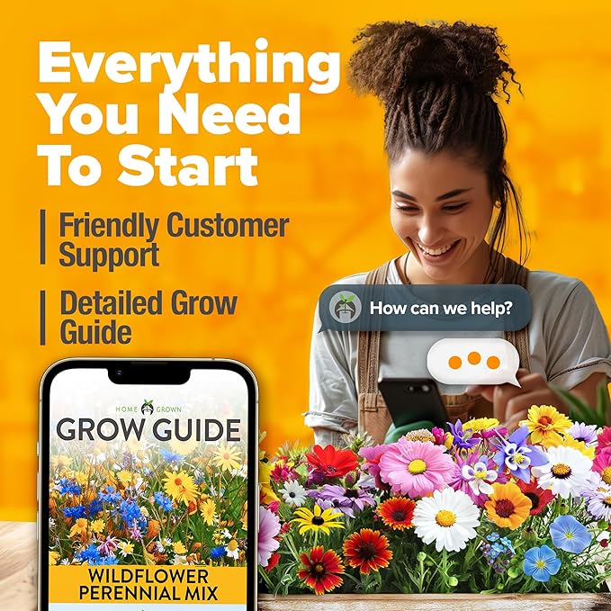 HOME GROWN π¨π¦π π£π₯ππ ππ¨π 90,000+ Wildflower Seeds Mix 3oz 24 Varieties Non-GMO Perennial Flower Seeds for Planting Outdoors Butterfly & Pollinator Flower Mix Attract Bees Birds & Hummingbirds