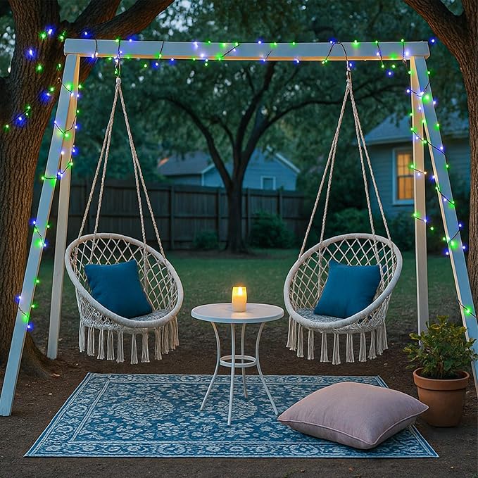 100FT 300 LED Christmas Lights Outdoor, Christmas Tree Lights with 8 Modes Waterproof, Plug in Green Wire String Twinkle Light for Indoor Xmas House Patio Yard Decorations, Blue Green