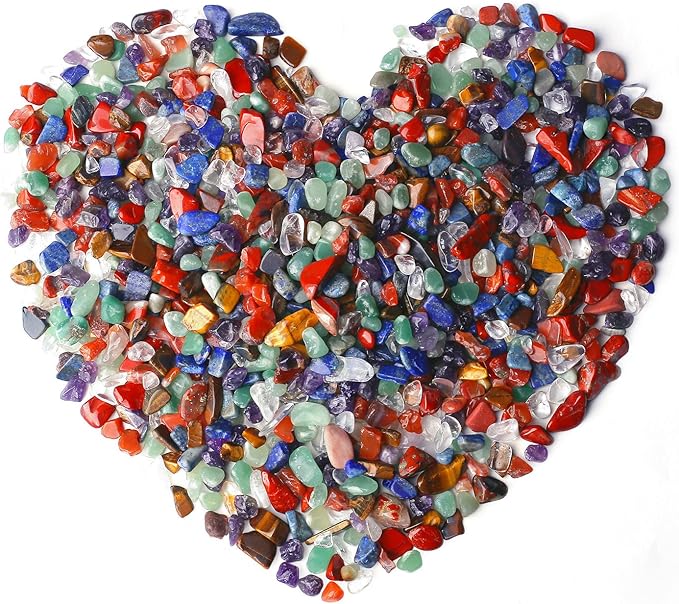 7 Chakra Mixed Crystal Polished Aquarium Gravel Stones Tumbled Stone Rocks Colorful Crushed Reiki Healing Crystals Quartz Home Betta Fish Tank Succulent Vase Filler Landscape Bottom Ornament 0.55lbs