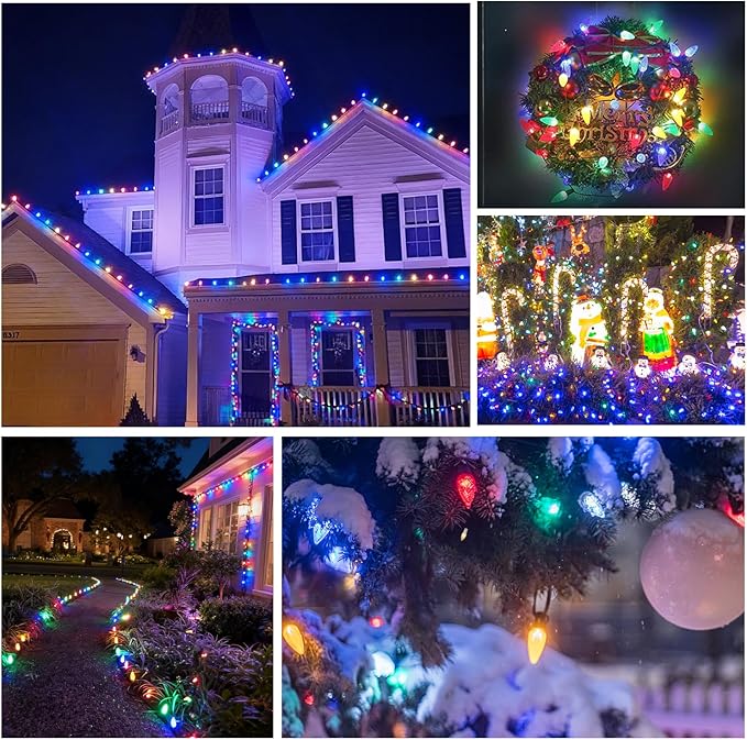 50 Pack C9 Led Replacement Christmas Light Bulb, Multicolor C9 Shatterproof Led Bulbs for Indoor Outdoor Decorative String Light, E17 Base