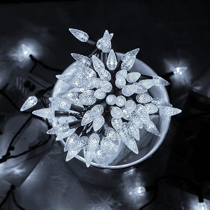 Dazzle Bright C6 Christmas String Lights, 200 LED 66 FT Waterproof Connectable String Lights with Timer, 8 Modes Christmas Lights for Indoor Outdoor Home Garden Yard Xmas Tree Decoration (White)