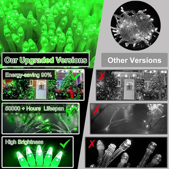 750 LED 256FT Christmas String Lights Outdoor, Christmas Light with 8 Lighting Modes& Timer & Memory, Plug in Outdoor Waterproof Clear Wire Twinkle Light for for Xmas Yard Tree Party Decor Green