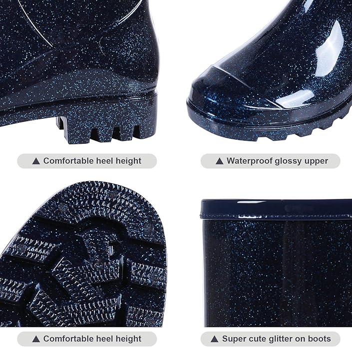 Evshine Women's Mid Calf Rain Boots Waterproof Garden Shoes