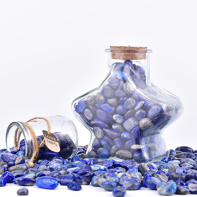Polished Lapis Lazuli Crystals - 0.5" 10 oz Handpicked Natural Tumbled Gemstones Rocks, Pebbles for Reiki, Chakra, Healing Home Decor