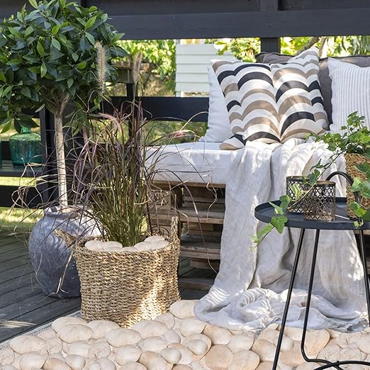 20lb Cream White River Rocks Outdoor Landscaping- Polished Pebble for Plants – Garden Decorative Stones-1-2 Large Plant Rocks,Ideal for Aquarium, Home Decor