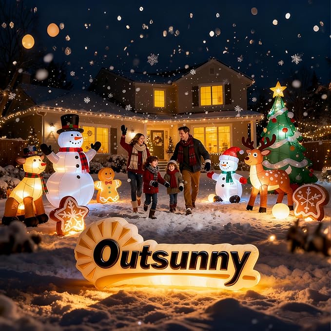 Outsunny 7FT Christmas Inflatable Santa in Chimney Up and Down, Outdoor Blow Up Santa Claus Christmas Decoration with Built-in LED Lights, Easy to Inflate for Indoor Party, Lawn, Garden, Holiday Decor
