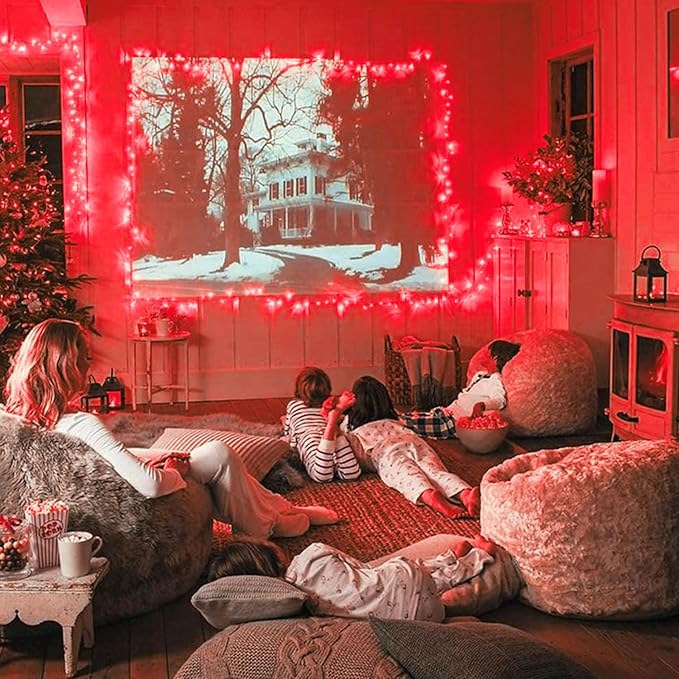 JMEXSUSS 600 LED Red Halloween Lights Outdoor Indoor, 168Ft Red Christmas String Lights Plug in Clear Wire, Light for Halloween Tree Outside Room Christmas Party Decorations