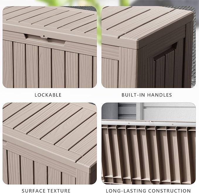 80 Gallon Waterproof Resin Deck Box, UV Resistant Outdoor Storage for Garden, Patio, Porch, Delivery, Black