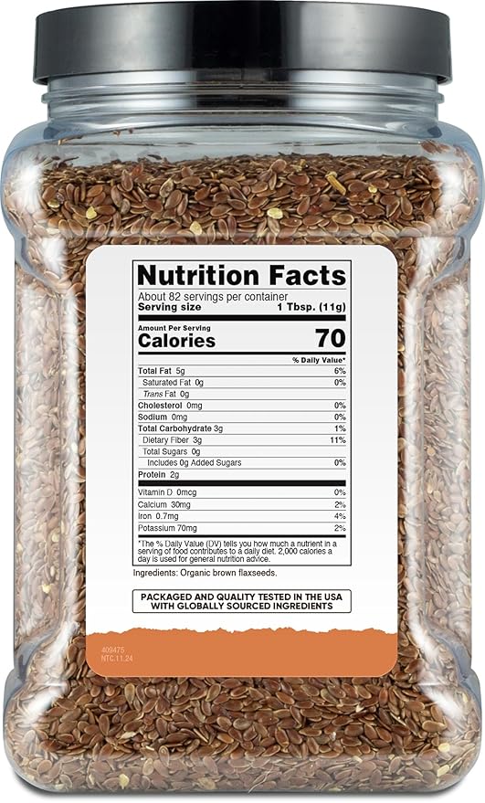 Nutricost Pantry Organic Flaxseeds (2 Pounds) - Whole Brown Flaxseeds, Vegan, GMO-Free, Gluten-Free
