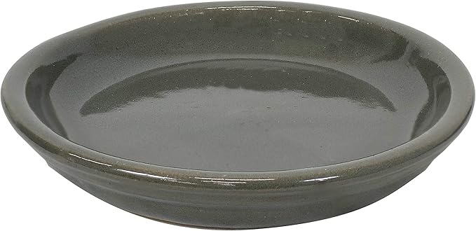 Sunnydaze 7-Inch Ceramic Plant Saucers - Plant Drip Trays for Outdoor Planter Flower Pot Drainage - Set of 2 - Gray