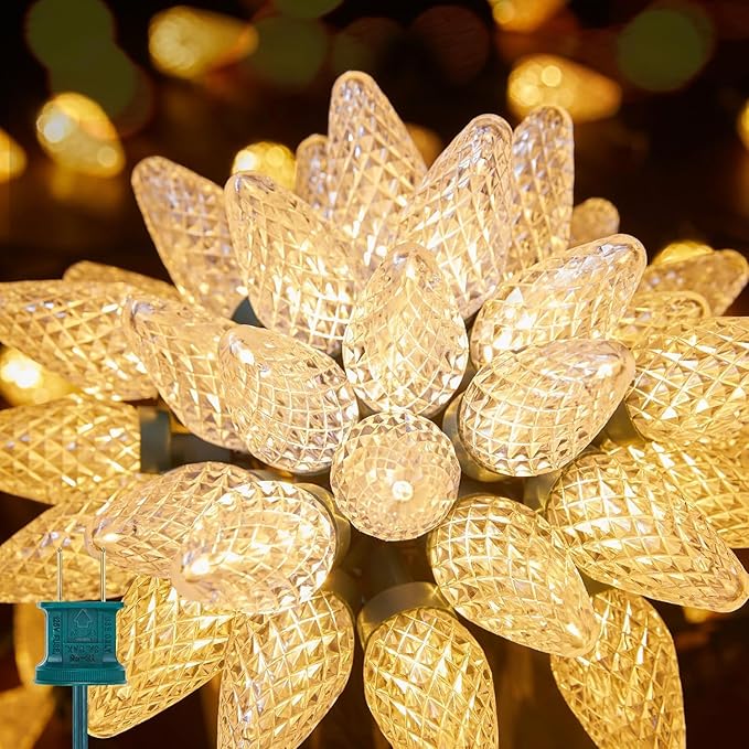 Brightown C9 LED Christmas String Lights, 33ft 50 LED Waterproof Strawberry String Lights