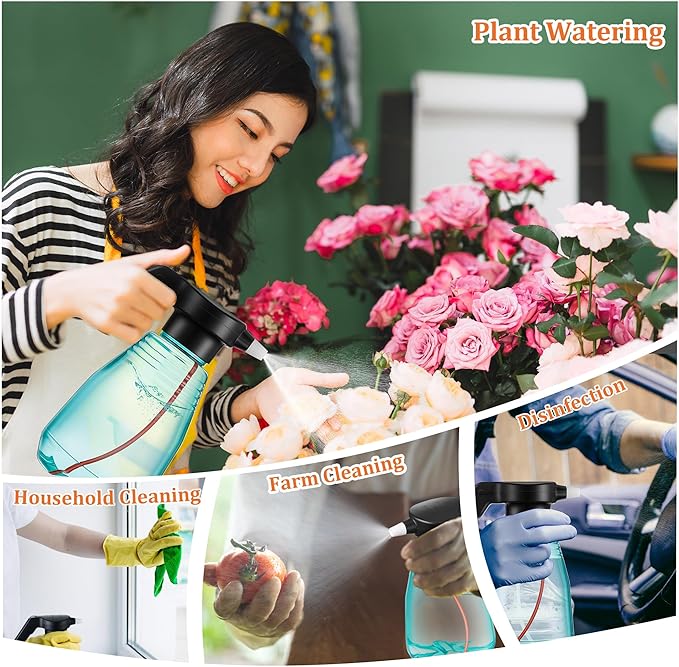 Electric Spray Bottle Plant Mister for Indoor Outdoor Plants, 0.5 Gallon Automatic Watering Can Rechargeable Battery Powered Sprayer with Adjustable Spout for Gardening, Fertilizing, Cleaning