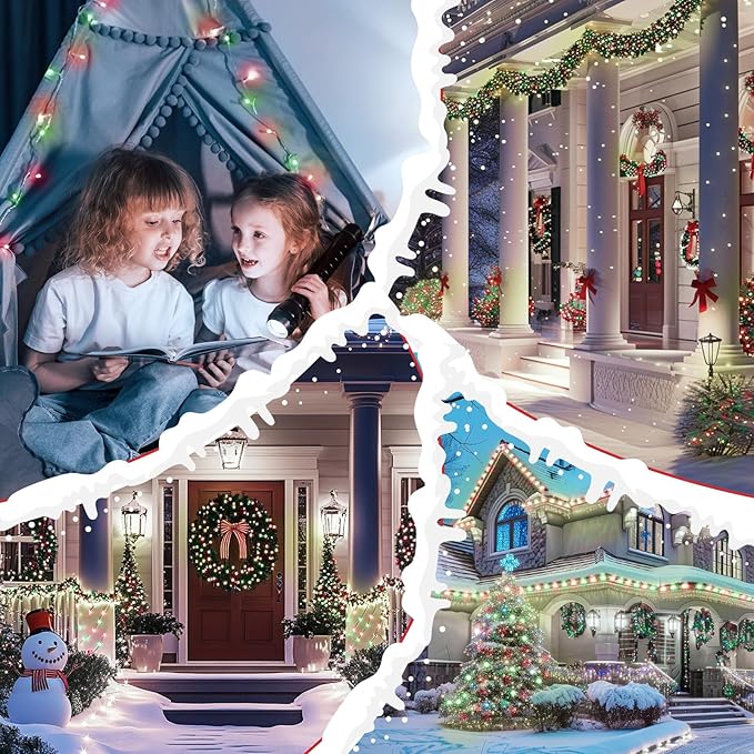 Minetom Red & Green Christmas Lights, 66ft 200 LED Outdoor Christmas Lights Connectable, 8 Modes Mini String Lights Plug-in Mini Xmas Tree Lights with Timer for Outside Garden Party Decor