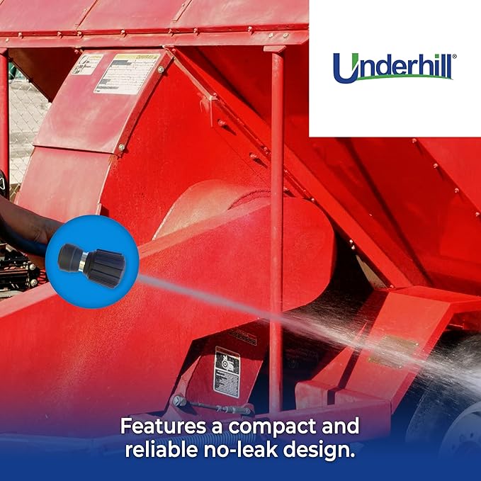 Underhill Magnum-Mini Garden Water Hose Nozzle, Sprayer, 3/4-Inch Thread Inlet, Jet Attachment, Heavy-Duty Metal and Rubber, Adjustable, NG350