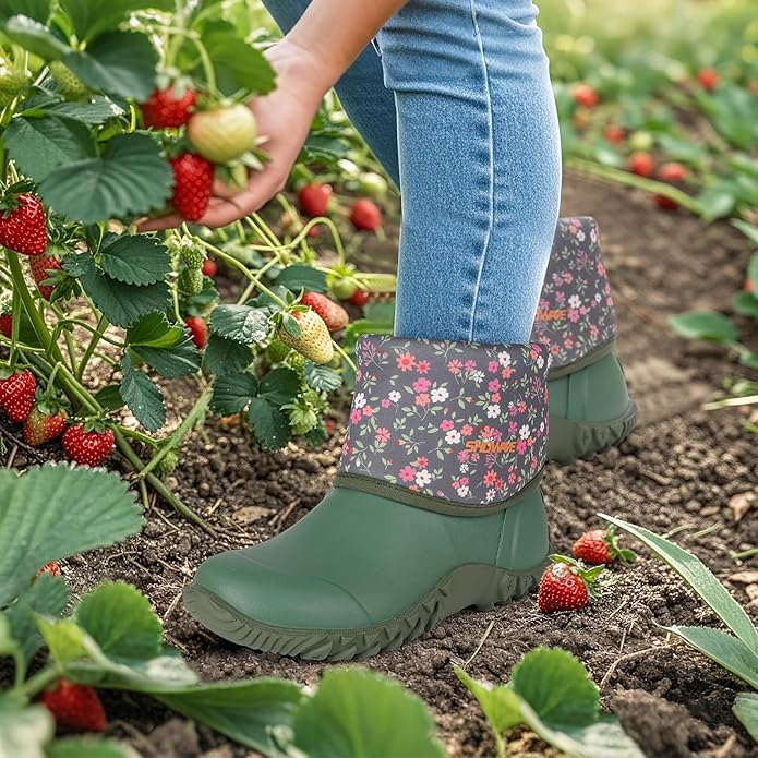 Showave Women’s Garden Boots Rubber Rain Boots For Women Waterproof Mud Boot Gardening Yard Boot For Farming Working Outdoor