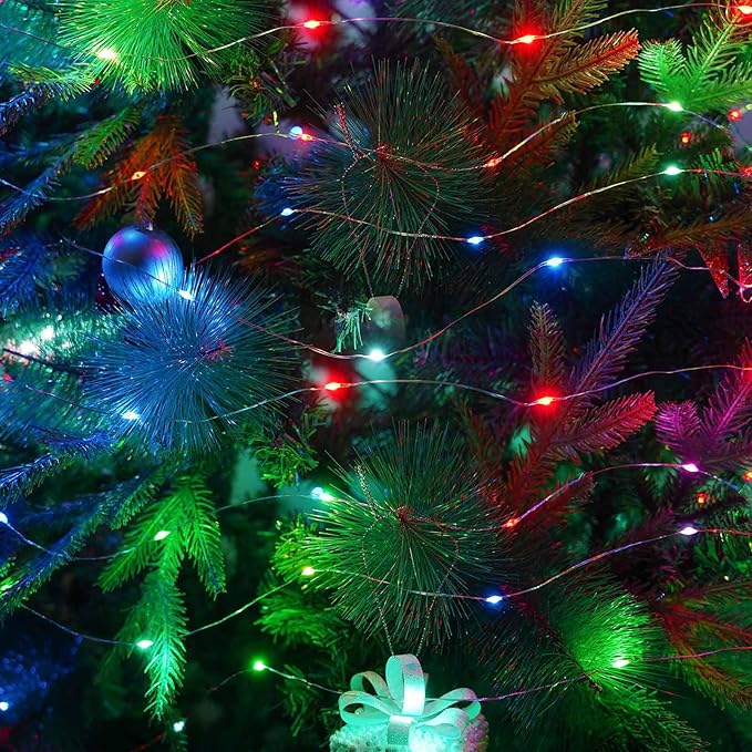 2 Pack Christmas Fairy Lights Battery Operated, 20FT 60LED RGB Color Changing String Lights, Indoor & Outdoor Twinkle Light with Timer and Remote for Bedroom Wedding Birthday Christmas Decorations