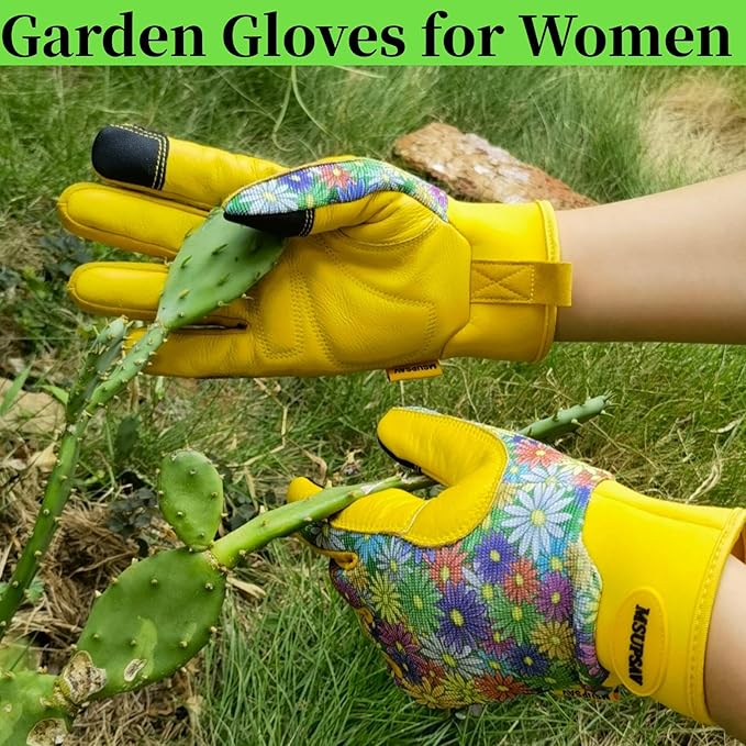 Thorn Proof&Puncture Resistant Gardening Gloves with Grip,Garden Glove for Women, Leather Yard Work Gifts