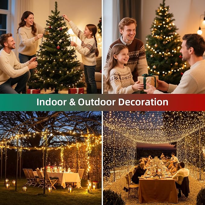 Chuya Christmas Tree Lights String Lights 500 LED 164FT Outdoor Indoor Decoration, Waterproof Warm White Fairy Light Christmas Lights End to End Connectable 8 Lighting Modes UL588