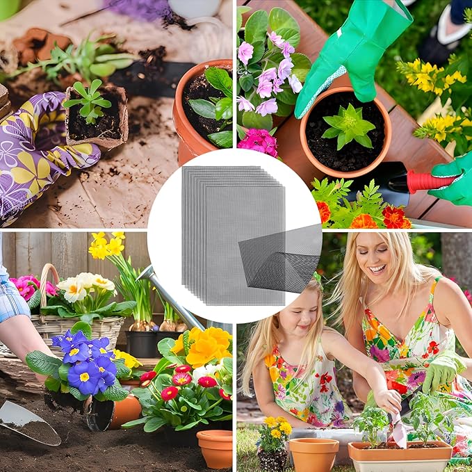 10pcs Flower Pot Hole Mesh Pad, 11.8x7.8 Inch Bonsai Mesh Drainage Screens Plant Pot Drainage Mesh Plant Screen Mesh Preventing Soil Leakage