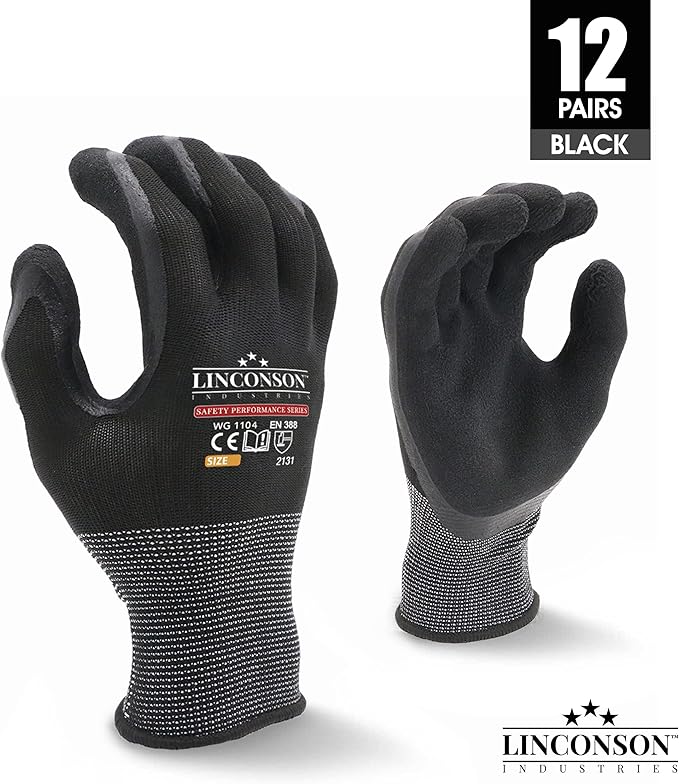 linconson 12 Pack Safety Performance Series Construction Mechanics Work Gloves
