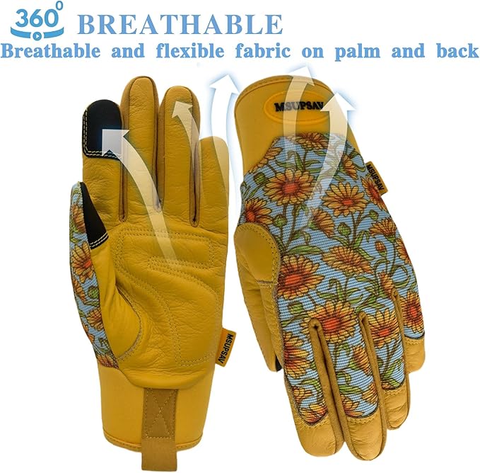 Thorn Proof&Puncture Resistant Gardening Gloves with Grip,Garden Glove for Women, Leather Yard Work Gifts