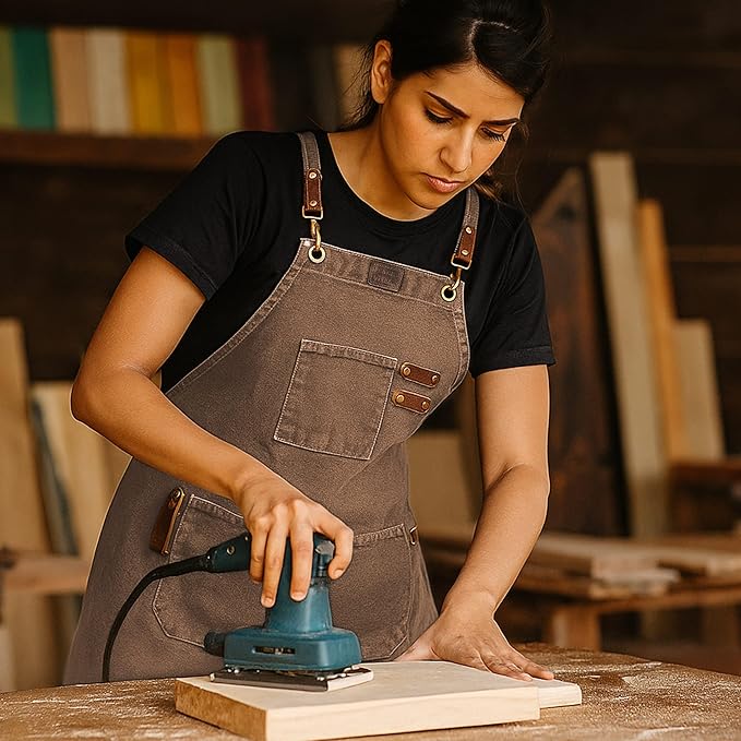 LEATHER VILLAGE Chef Aprons for Men Women with Large Pockets, Cotton Canvas Cross Back Adjustable Work Apron, Size M to XXL