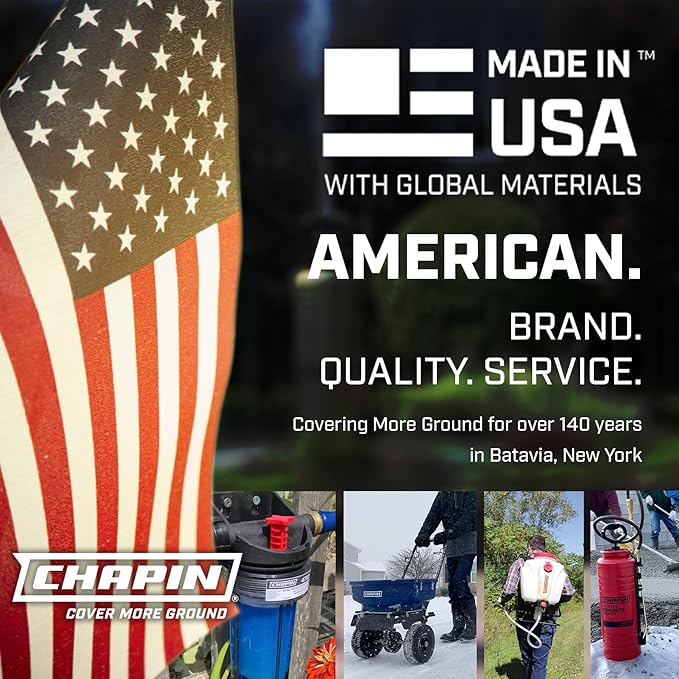 Chapin Made in The USA, 1244 2-Gallon Tri-Poxy Steel Tank Sprayer for Lawn, Home and Garden, Red