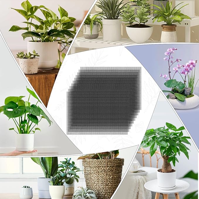 15 Pcs Flower Pot Hole Mesh Pad, 11.8 * 7.8 Inch Bonsai Pot Mesh, Bonsai Pot Bottom Grid Mat Mesh, Plant Drainage Screens Gasket, Keep Bonsai Soil from Flowing Away (Black)