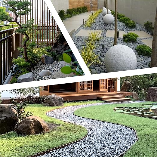 20LB Black Stones Pebbles River Rocks, Natural Beach Pebbles, Garden Decorative Stones-1-2 Large Plant Rocks,Ideal for Aquarium, Home Decor