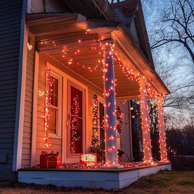 JMEXSUSS 250 LED Red Halloween Lights Indoor Outdoor Waterproof with 8 Modes, 91.5ft Expandable Red String Lights for Bedroom Tree Patio Garden Party Holiday Decorations