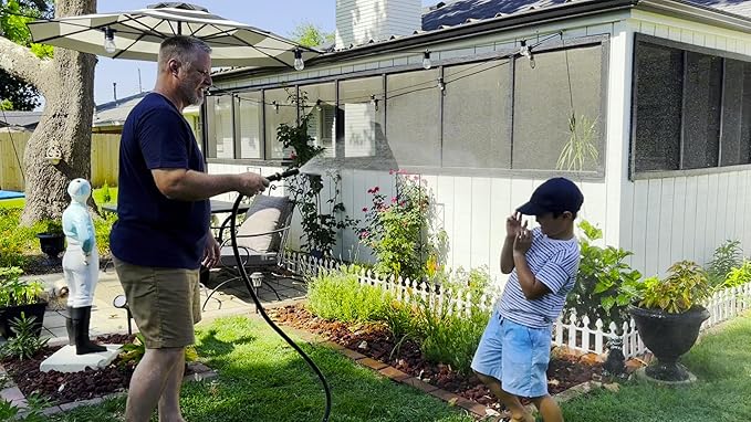 Atlantic Heavy Duty Garden Hose 75 ft x 5/8 Inch Black Color Durable Water Hose (75 Feet)