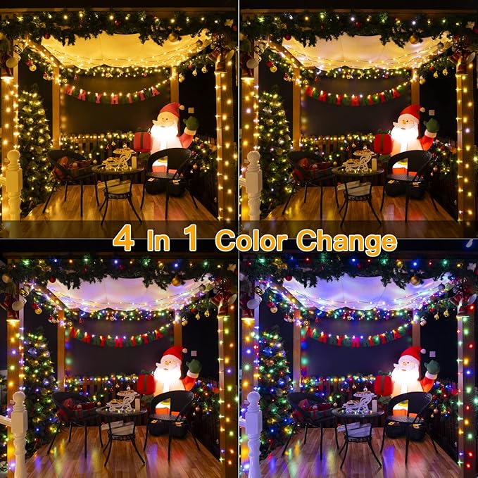 Ollny Christmas Lights 262 FT 800 LED IP67 Waterproof, Color Changing Christmas Lights Outdoor with Remote, 11 Modes Dimmable Timer Warm White to Multicolored Changeable String Lights for House Decor