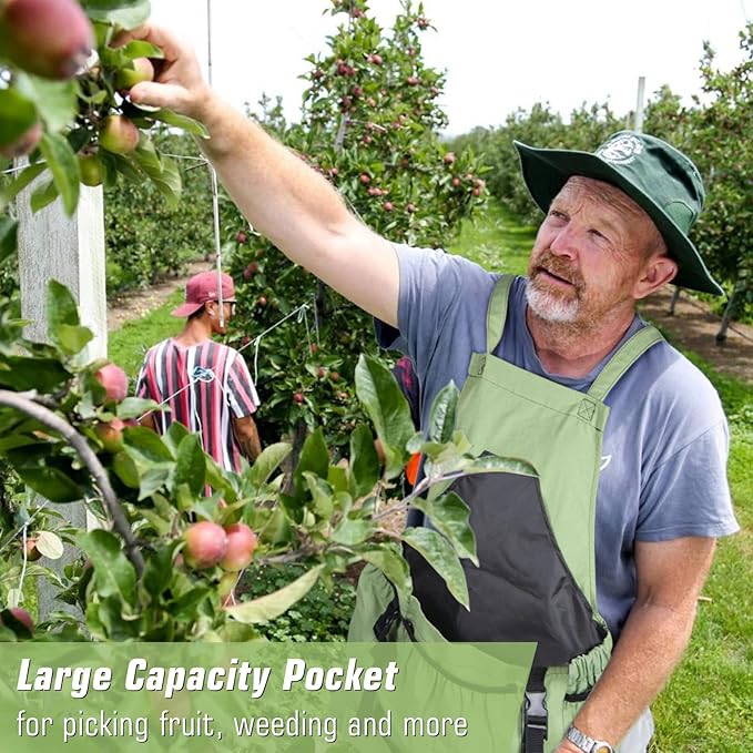 Gardening Apron, Garden Apron with Quick Release Pockets for Harvesting Gardening, Water Resistant Apron for Men&Women