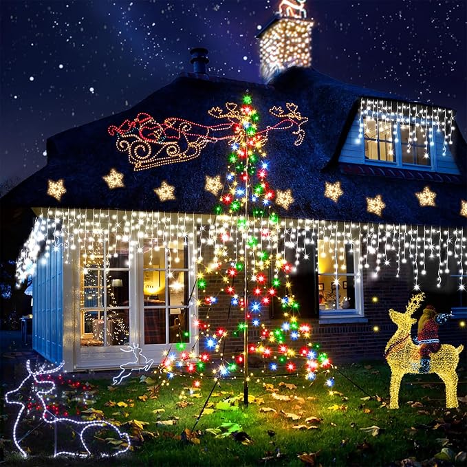 164FT Christmas Lights Outdoor Decorations 1512LED Fairy String Light 12 Lighting Modes with Timer Memory Waterproof Christmas Light for Yard Roof Party Holiday Wedding Garden Decor