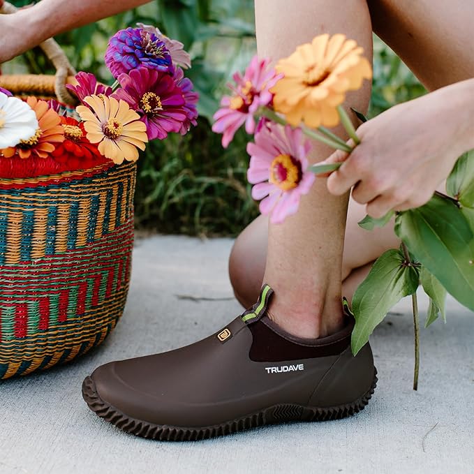 Trudave Garden Shoes for Men & Women, Waterproof Rubber Shoes with 4.5mm Neoprene, Womens Rain Boots for Gardening,Size 6-13