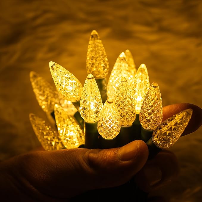 Dazzle Bright C6 Christmas String Lights, 200 LED 66 FT Waterproof Connectable String Lights with Timer, 8 Modes Christmas Lights for Indoor Outdoor Home Garden Yard Xmas Tree Decoration (Warm White)