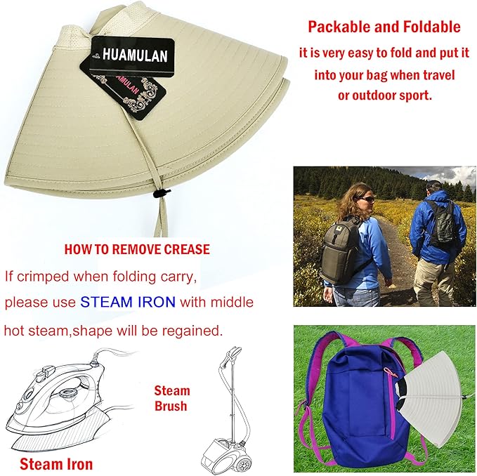 HUAMULAN 6" Super Wide Brim Sun Hats, Men and Women Bucket Hat for Fishing Hiking Garden Lawn Work Safari Camping Outdoor