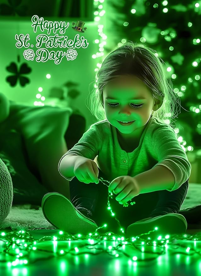 Minetom St. Patrick's Day Green String Lights - 39 Feet 100 LED Mini Green Lights with Remote, USB Operated Waterproof Tree Lights for Indoor Outdoor Garland Wreath Home Garden Holiday Party Decor