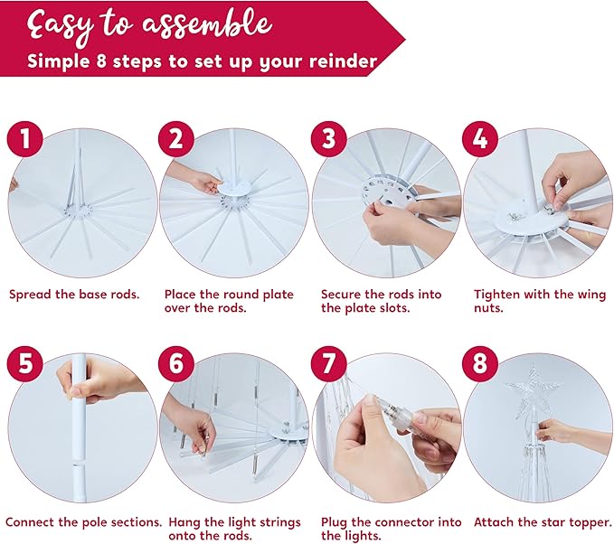 JOIEDOMI LED Christmas Cone Tree Lights, 6FT Outdoor Lighted Tree with 8 Lighting Modes & Star Topper, Christmas Decorations for Yard Porch Patio Garden Holiday Decor, Multicolor