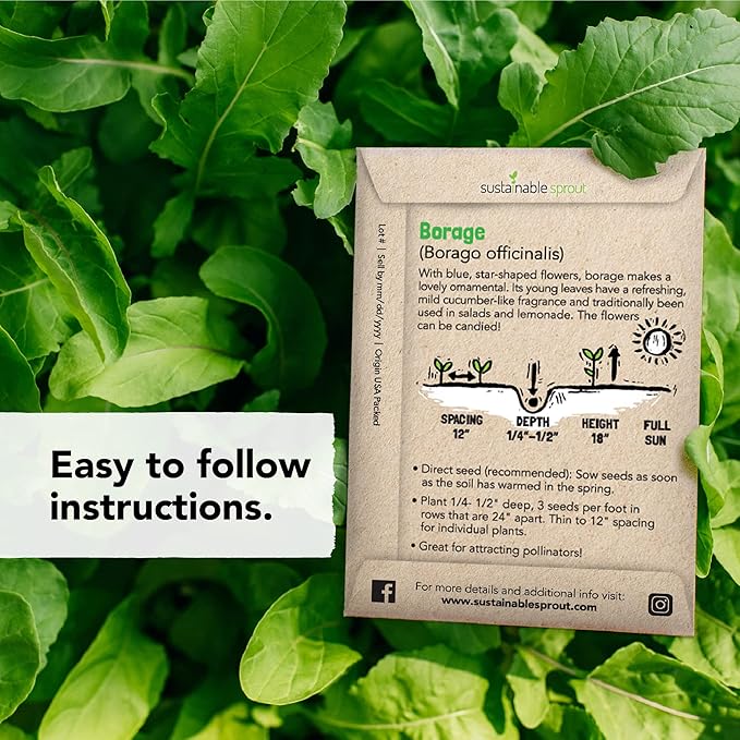 Edible Flower Seeds for Planting: 7 Variety Packets: Viola, Calendula, Chamomile, Chives, Bachelor Button, Borage & Nasturtium, Annual & Perennial Edible Flower Seeds Garden Kit by Sustainable Sprout