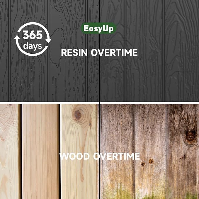 EasyUp 260 Gallon Outdoor Storage Box Waterproof, UV Resistant Resin Deck Box with Hydraulic Rod, Lockable Design and Enhanced Durability for Patio, Garden, and Poolside Use