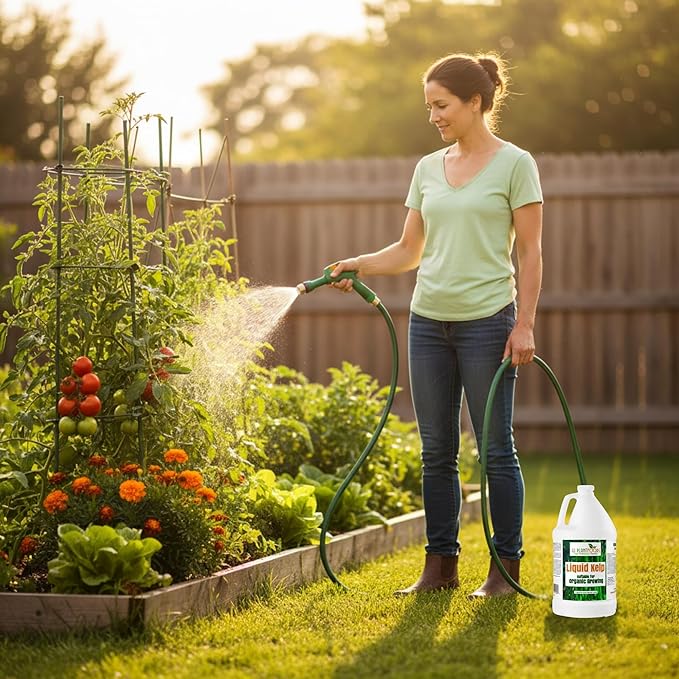 GS Plant Foods Liquid Kelp Fertilizer – Suitable for Organic Growing, OMRI Listed Seaweed Concentrate for Lawns, Gardens & Soil - 1 Gallon (Makes Up To 800+ Gallons)