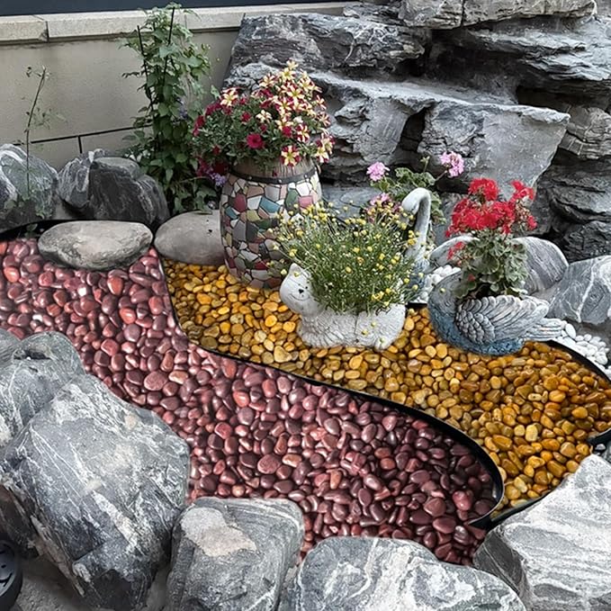 10 lbs Red River Rocks, 1-2 Inch Polished Pebbles for Indoor Plants, Decorative Rocks Stones for Landscaping, Vases, Aquariums, Fountains, Pathways, Backyard and Garden