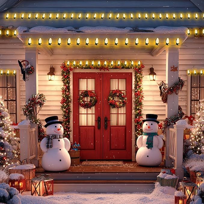 TW SHINE C9 Christmas Lights, 100 LED 66 FT Christmas String Lights Outdoor with 100 Spring Clips and Timer, Waterproof Connectable for Indoor Yard Xmas Tree House Decorations (Warm White)