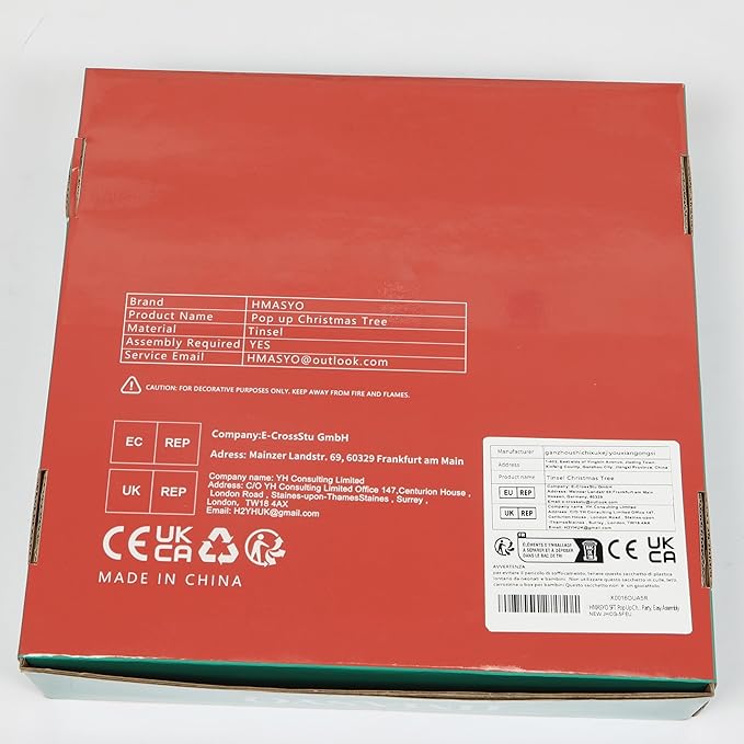 HMASYO 5 FT Pop Up Christmas Tree with Timer Lights, Gold Christmas Tinsel Tree, Collapsible Artificial Pencil Christmas Tree for Indoor Home Apartment Porch Holiday Party Decorations