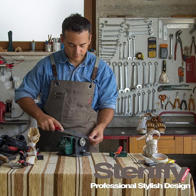 Kitchen Apron, Work Apron, Canvas, Multiple Pockets, Gardening, Painting, BBQ, Artist, Carpenter, Sizes M to XXL, Dark Gray