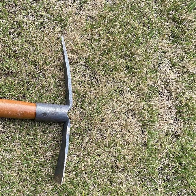 2PCS 19.6 Inches Garden Pick, 2 Prong Hand Hoe Tool Set Garden Tool with Wooden Handle, Transplanting Digging Planting Loose Soil Camping or Prospecting