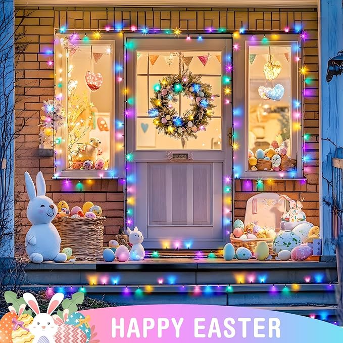 JMEXSUSS 200 LED 66ft Easter Lights String Green Wire, Pastel String Lights Plug in for Spring Bedroom Window Tree Room Outdoor Indoor Party for Easter Decorations